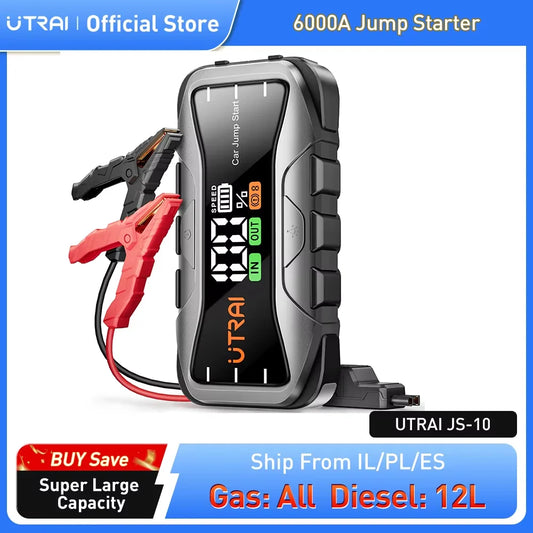 UTRAI  27000mAh Car Jump Starter Power Bank 6000A Car Booster Auto Emergency Starting Device Jump Start for Petrol Diesel