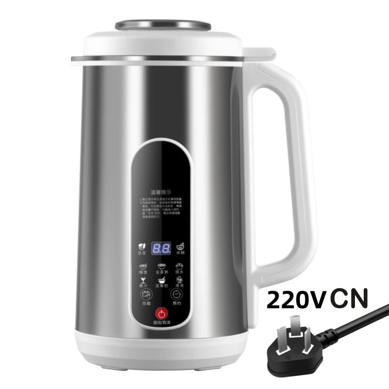1.2L Soymilk Machine Stainless Steel Electric Milk Frother Multifunctional Large Capacity Household Blender