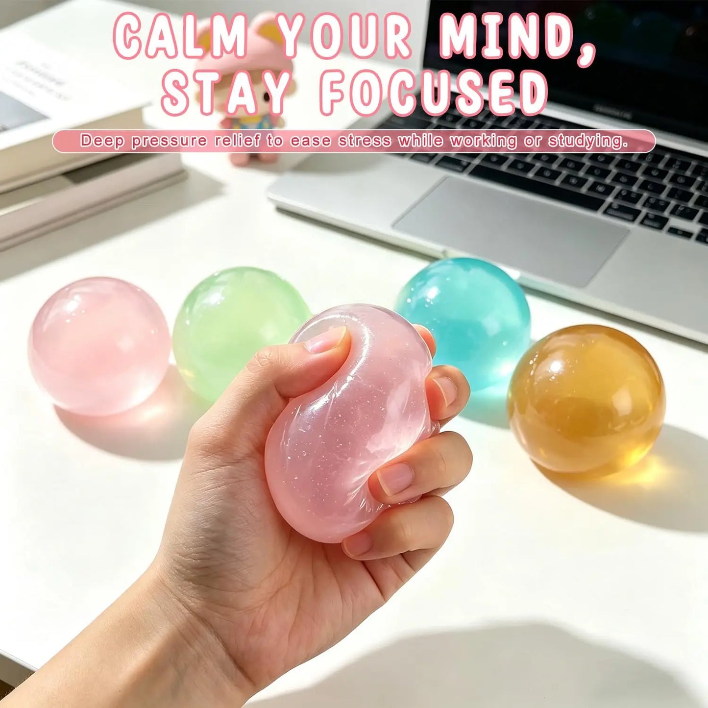 Artisan Coconut Oil Soft Gel Stress Ball Slow Rebound Squishy Toy with Jelly Texture Perfect Decompression Fidget for Adults