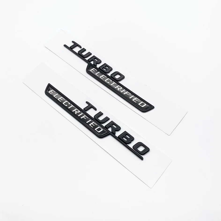 New Style TURBO ELECTRIFIED Letters Badge Car Tail Rear Trunk Tail Door Emblem Sticker For C43 Series