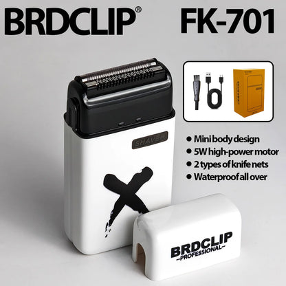 Professional Electric Shaver BRDCLIP FK-701 Beard Trimmer Mini Male Hair Trimmer Reciprocating Double Blade Mesh 7000RPM