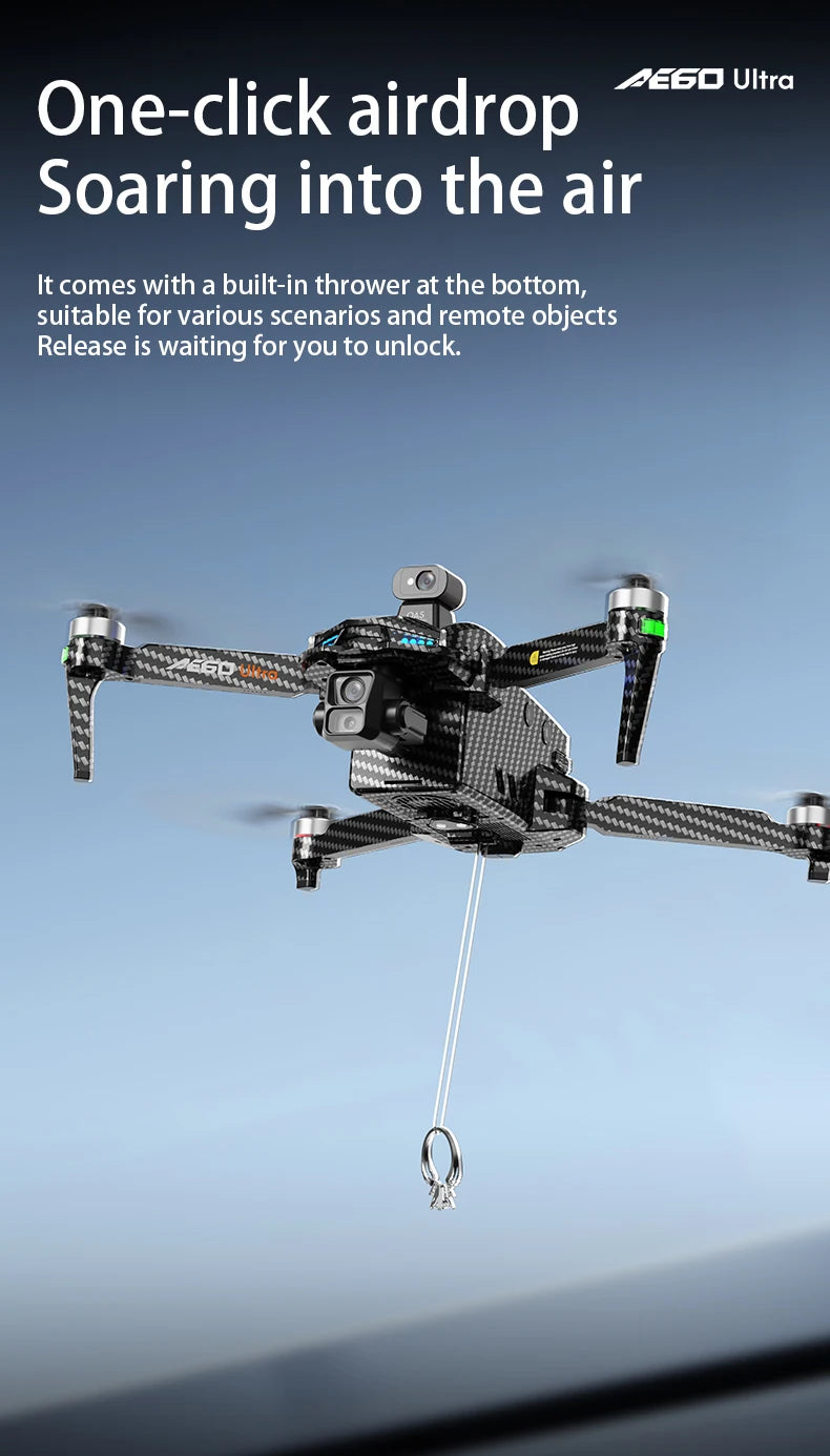 AE60 Ultra Drone 4K Camera Drone with 3-Axis Gimbal 5G GPS 360 ° Obstacle Avoidance Foldable Quadcopter 20KM Security Drone UVA