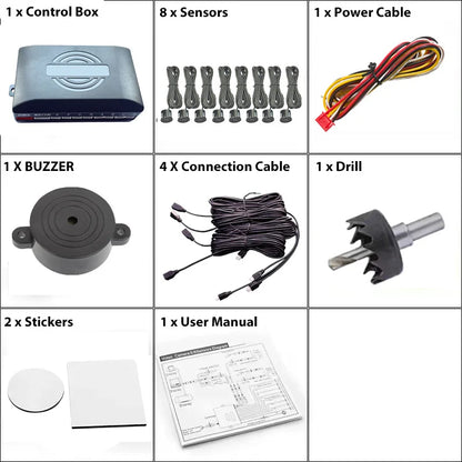 Universal 8 Sensor Parking Kit 22mm 12V Car Truck Buzzer Alarm Reverse Backup Radar Detection System
