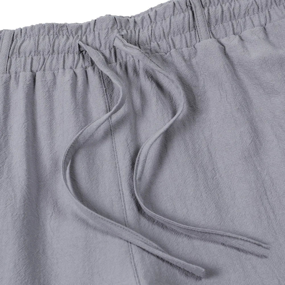 European And American Men's Cotton And Linen Trousers Multi-pocket Work Pants Loose Straight Sportswear And Casual Trousers