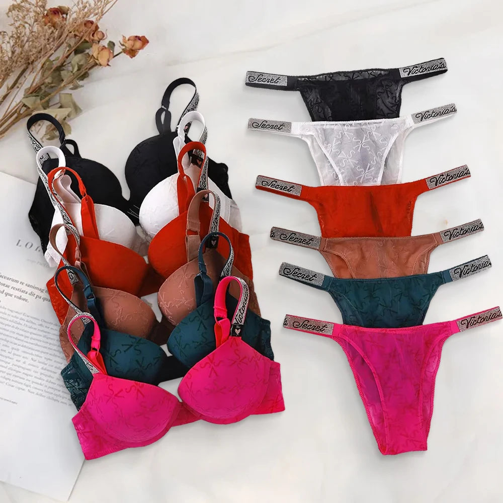 2026 New Women's Sexy Lace Bralette Bra and Panty Set Lingerie Set Heart Pattern Trim Stretchy Breathable underwear Set