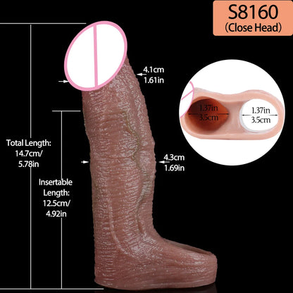 SXXY Penis Sleeve Realistic Male Penis Enlarger Extender Silicone Cock Ring Ultra Close Head Hollow Dildo Sex Toys For Adult