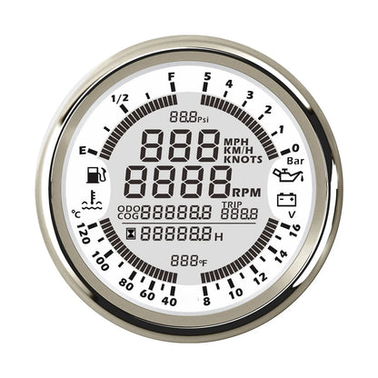 85mm 6 in 1 Car Marine Multi-function GPS Speedometer Tachometer Voltmeter 12V 24V Fuel Level Water Temp Oil Pressure 5Bar 10Bar