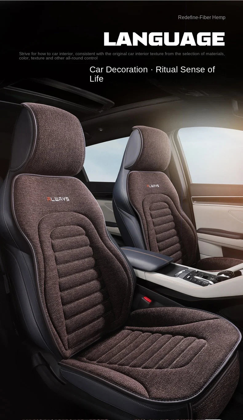 Universal Linen Car Seat Cover Four Season Auto Flax Comfortable Breathable Anti-Slip Covers Cushion SUV Car Seat Protection