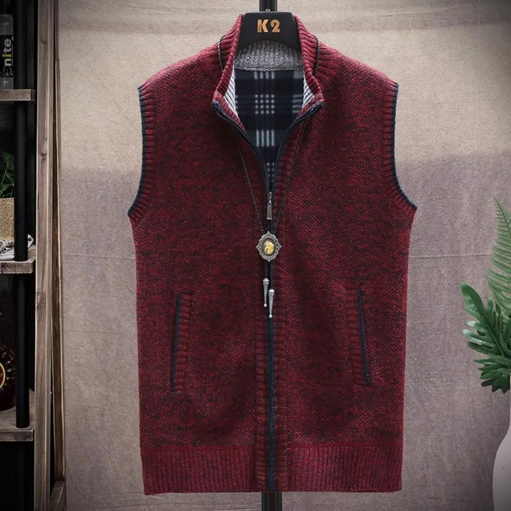 Sweater Cardigan Vest Men's Wear Fall and Winter Knitwear Warm Padded Thickened Jacket Zip Knittwear Harajuku