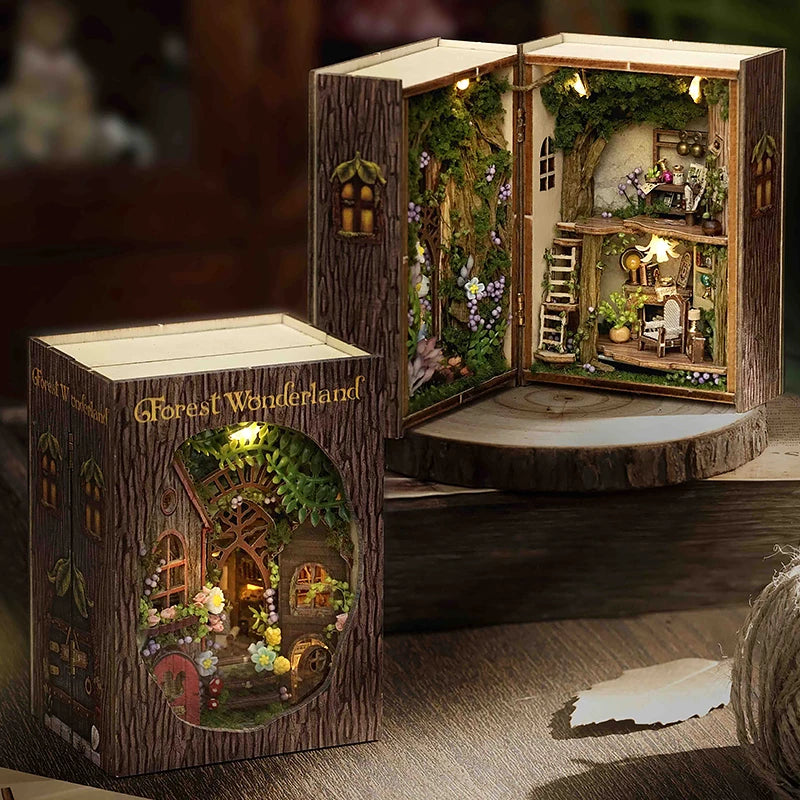 DIY Miniature Wooden Forest Wonderland Doll House 3D Puzzles Small House Assembly Building Model Kit Toys Home Crafts Gifts