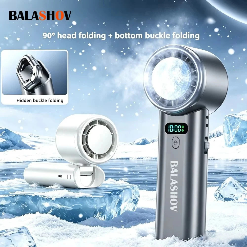Portable Handheld Fan 5200mAh Ice compress high-speed cooling fan USB Rechargeable mini fan Double Folding Fans Travel Outdoor