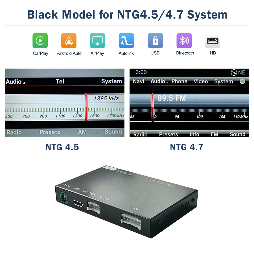 Road Top Wireless CarPlay for Mercedes Benz E-Class W212 E Coupe C207 NTG4.5/4.7/5.0 2011-2015 with Airplay Android Auto