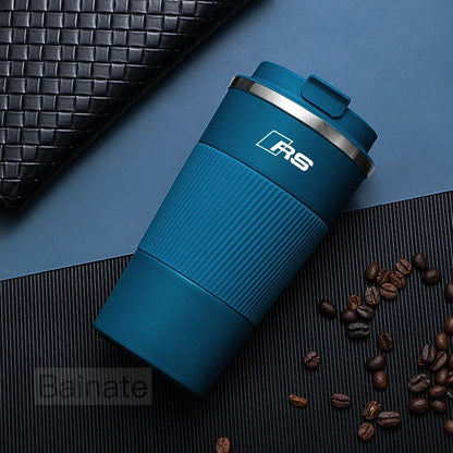 510ML Car Stainless Steel Coffee Mug with Lid Anti-Scald Drinks Cup For Audi A3 A4 B8 8P 8V B6 A5 A6 C7 Q5 B9 B7 C6 Q2 Q7 Q3 A7