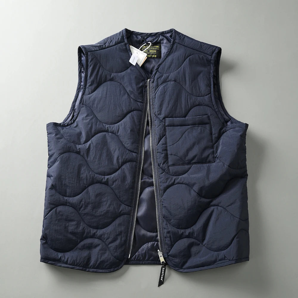 Lightweight Windproof Wearable Autumn Winter Men's Retro Casual Gourd Shaped Basted Cotton Vest Versatile All-Match Jacket