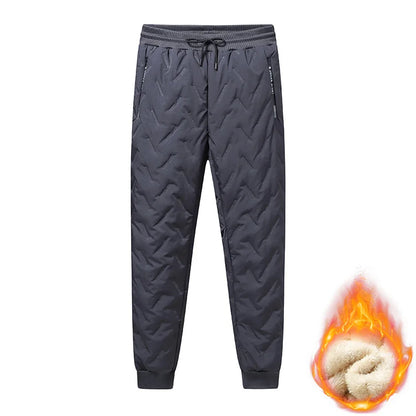 2024 New Winter Down Cotton Pants Men's Plush Thick Wool Warm Sports Pants Casual Waterproof Windproof Cold-proof Cotton Pants