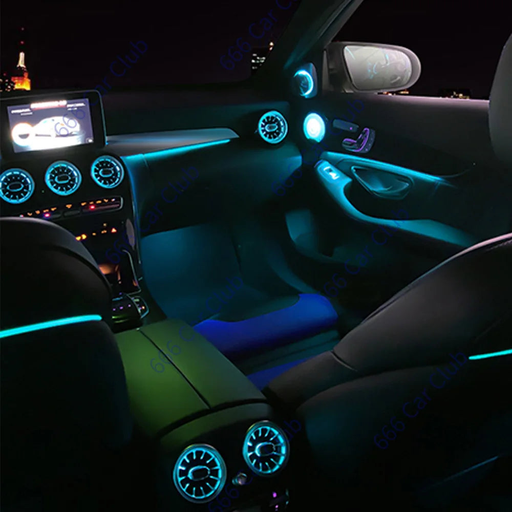 256 Colour LED Vents For Mercedes Benz C Class W205 W447 W213 W156 W117 W176 Bluetooth APP Control Car Nozzle Turbine Air Outlet