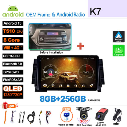 Android 16For NISSAN MICRA KICKS 2017 2018 2019 4G WIFI Car Radio Multimedia Video Player GPS Navigation No 2Din Touch Screen