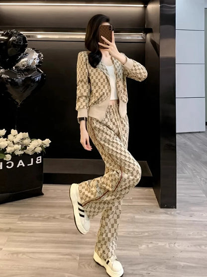 Casual Sportswear Set for Women Autumn 2024 Fashion Anti-Aging Popular Sweatshirt Two-Piece Set Long Sleeve Long Pants Polyes...