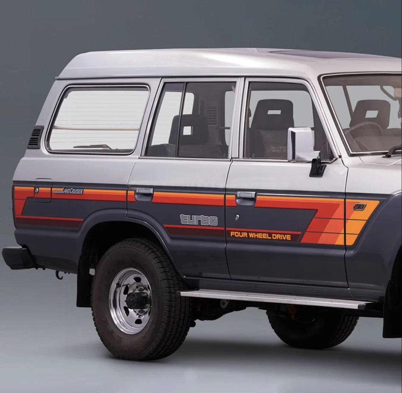 Retro Tricolor Car Stickers Side Waist line Precut Modified Stripes Decal Vinyl Graphics Wrap Blackout for Land Cruiser 60 LC60