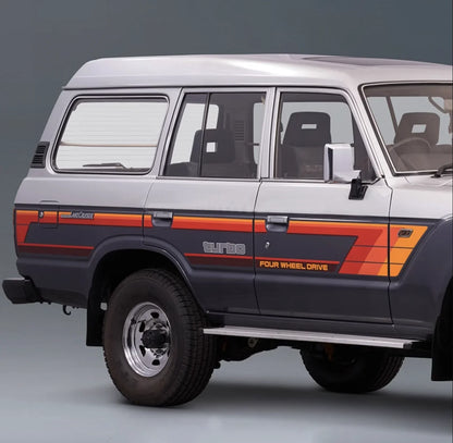 Retro Tricolor Car Stickers Side Waist line Precut Modified Stripes Decal Vinyl Graphics Wrap Blackout for Land Cruiser 60 LC60