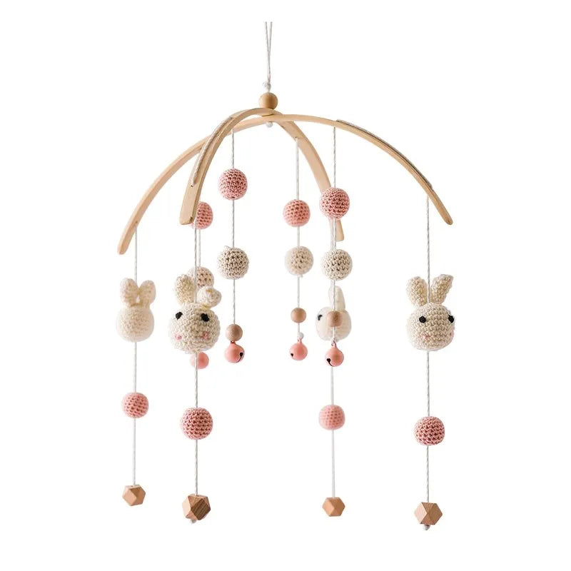DIY Baby Crib Bed Bell Holder Arm Toy Imitation Wood Grain Infant Bed Decoration Toys Rotating Music Box Nut Screw Arm Bracket