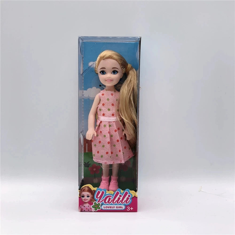 random 3 pcs/set 5 inch mini doll cute face kawaii doll body with colorful box christmas birthay gift kids toys