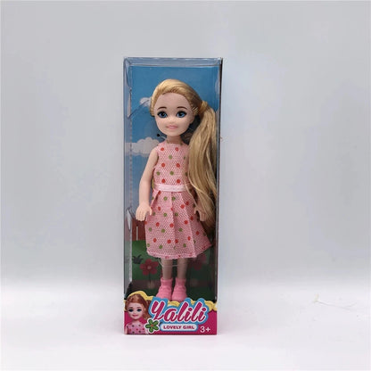 random 3 pcs/set 5 inch mini doll cute face kawaii doll body with colorful box christmas birthay gift kids toys