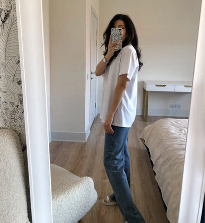 Simple White Oversize T-shirts For Women Cotton Summer Green T Shirts Women Short Sleeve Loose Blue T Shirt Women Yellow Top Tee