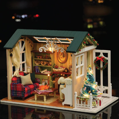 Mini Wooden Holiday Times Doll House Model Building Kits Toy Home Kit Creative Room Bedroom Decoration Furniture For Gifts