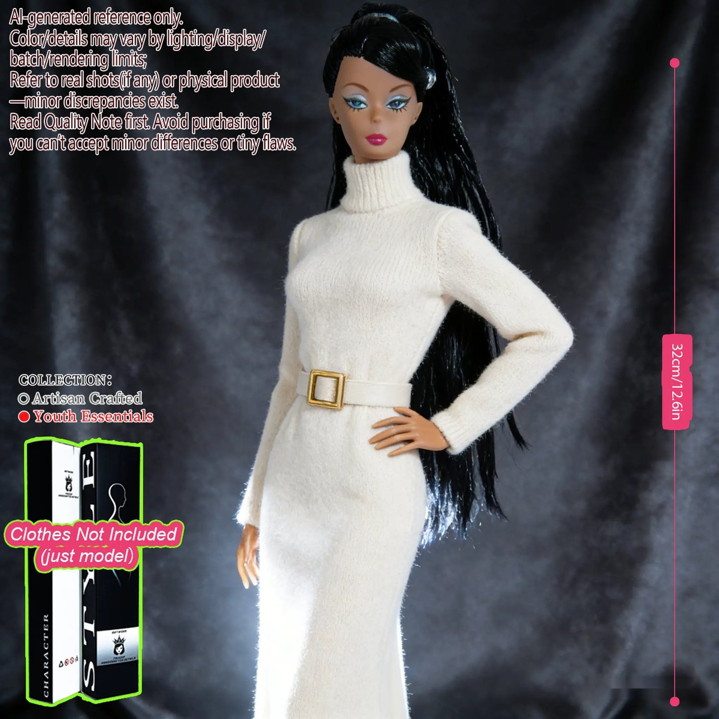 12.6in 1/6 Ball-Jointed BJD/MJD - 12-Joint Posable, Realistic Skin, Collector’s Premium Gift (Figure Only)