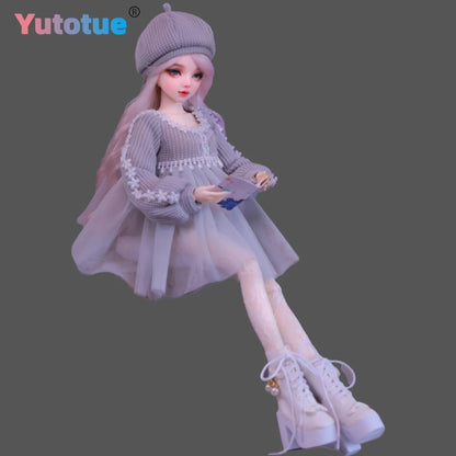 YUTOTUE 56cm Height Girl Doll with Fashion Clothes Set Curly Hair Wig Handpainted Makeup Large BJD Doll Toy