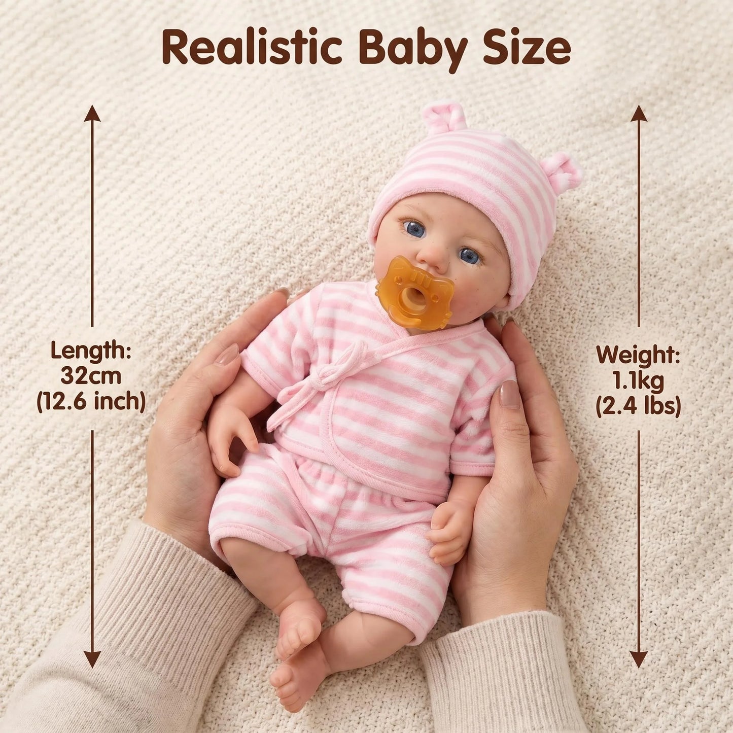 NPK 12inch Abigail Squishy Elastic Platinum Silicone Baby Doll Soft Solid Weighted Doll for Girls around 1.1KG