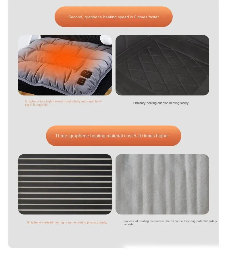 Adjustable Temperature Graphene Seat Cushion Car Winter Plush Seat Cushion 12V Universal Warm USB Electric Heating Seat Cushion