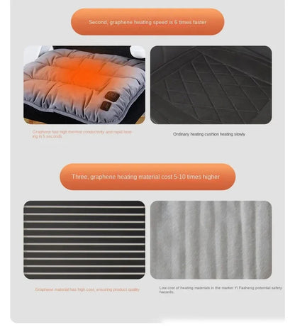 Adjustable Temperature Graphene Seat Cushion Car Winter Plush Seat Cushion 12V Universal Warm USB Electric Heating Seat Cushion