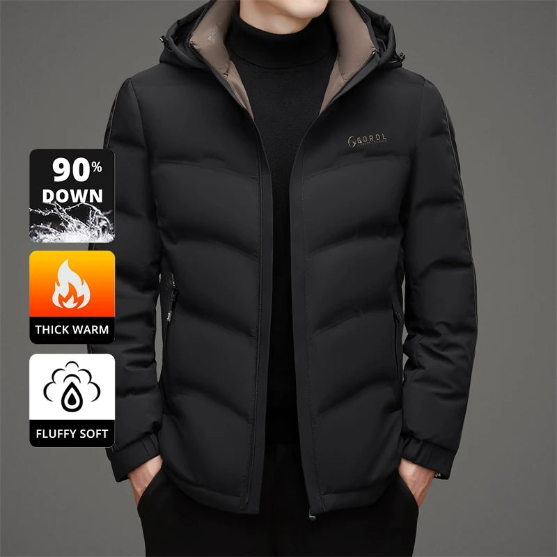 High End Thick Hooded Fashion Windbreaker Casual Brand Mens Parkas Winter Warm Feather Puffer Jacket Outwear Down Jacket