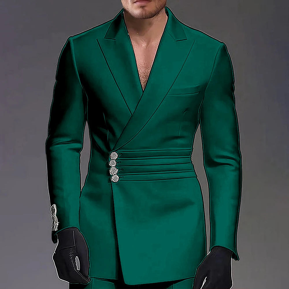 Wedding-ready Slim-fit Men Suit 2 Pieces(Jacket+Pants) Groom Suit Single-breasted Peak-lapel Formal Set for Elegance Custom