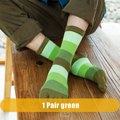 1/5 Pairs Man Short Socks Toe Striped Business Cotton Party Dress Soft Elastic Young Colorful Happy Funny Five Finger Socks Warm