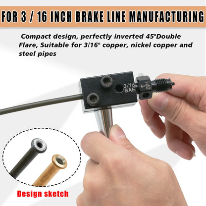3/16" Brake Line Double Flaring Tool Kit Detachable Hand Held Tube Flare Tool Set for Car Repair 4.75mm