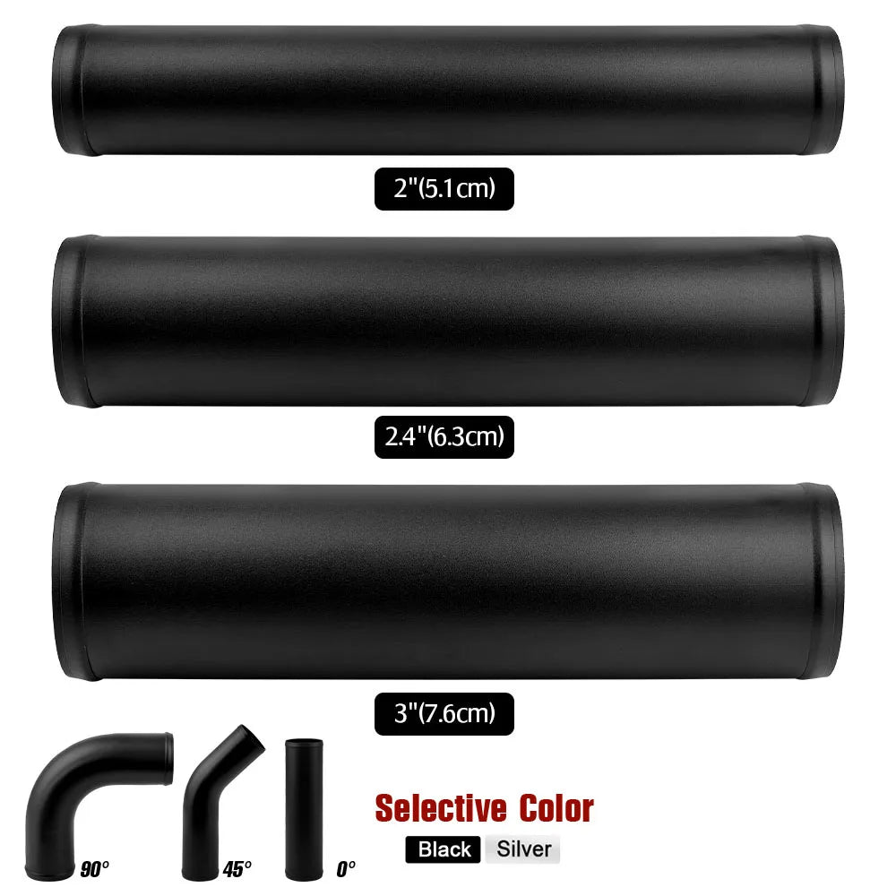 0/45/90 Degrees Type Aluminum Tube Universal 51 63 76mm 2 2.5 3inch Cold Air Intake Pipe Racing Car Turbo High Flow Silver Balck