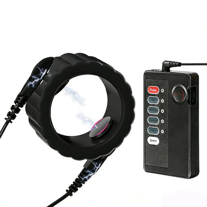 Electro Shock Silicone Penis Ring Bdsm Electric Stimulate Scrotal restraint Massage Cock Cage Masturbation Sex Toys For Men Gay