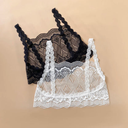 Low-Neck Lace Strap Vest Women's Sexy Backless Bralette Prevent Exposure Front Chest Back Design Short Length Casual Style