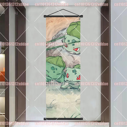 Pokémon Anime Poster Art Scroll Painting Rayquaza Pikachu Entei Squirtle Bulbasaur Gengar Snorlax Friends Children Holiday Gift