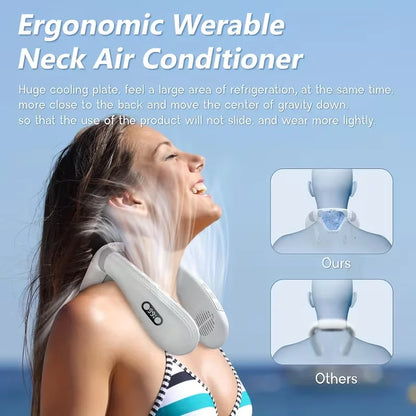 5200mAh Rechargeable Neck Fan with LED Display, USB-C, 3 Speeds, Quiet for Men Women Outdoor Travel