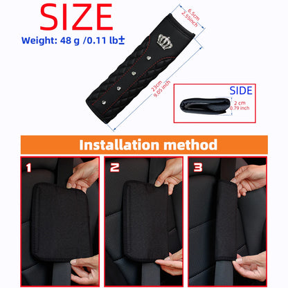 1 Diamond-encrusted Blingbling Metal Crown Faux Sheepskin Car Supplies Seat Belt Shoulder Strap Comfort Safety Belt