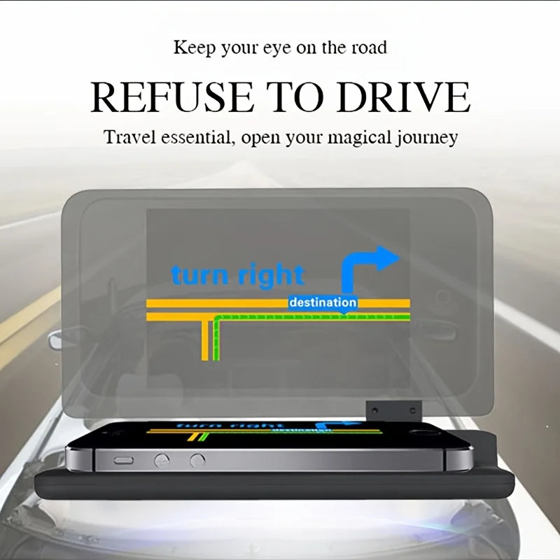2-in-1 HUD Car Phone Holder, Multifunctional Head Up Display Navigation Mount, Reflective Bracket with One-Handed Use