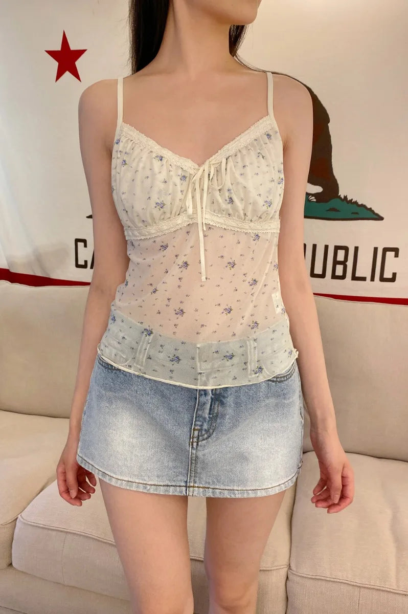 Brandy Melville Pure Cotton Three-Button Base Layer Vest Sweet Style V-Neck Sleeveless Tank Top for Women Spring Summer