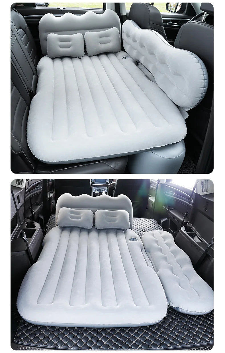 Car Air Mattress with Pump,Inflatable Bed With Head & Side Stops,Auto Back Seat & Trunk Mattress,Sleeping for Car Trip & Camping