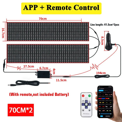 LED Truck Car Devil Eye Dynamic Pixel Panel Light Soft Foldable Lighting Scrolling 12V 24V For Board Windshield APP Remote