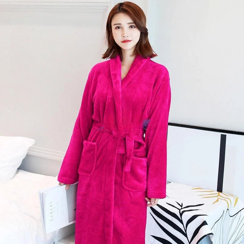 Thiened Long Pajamas Couples Flannel Spwear Coral Fce Home Clothes Men Women Robe Autumn Winter Nightgown Casual Sle
