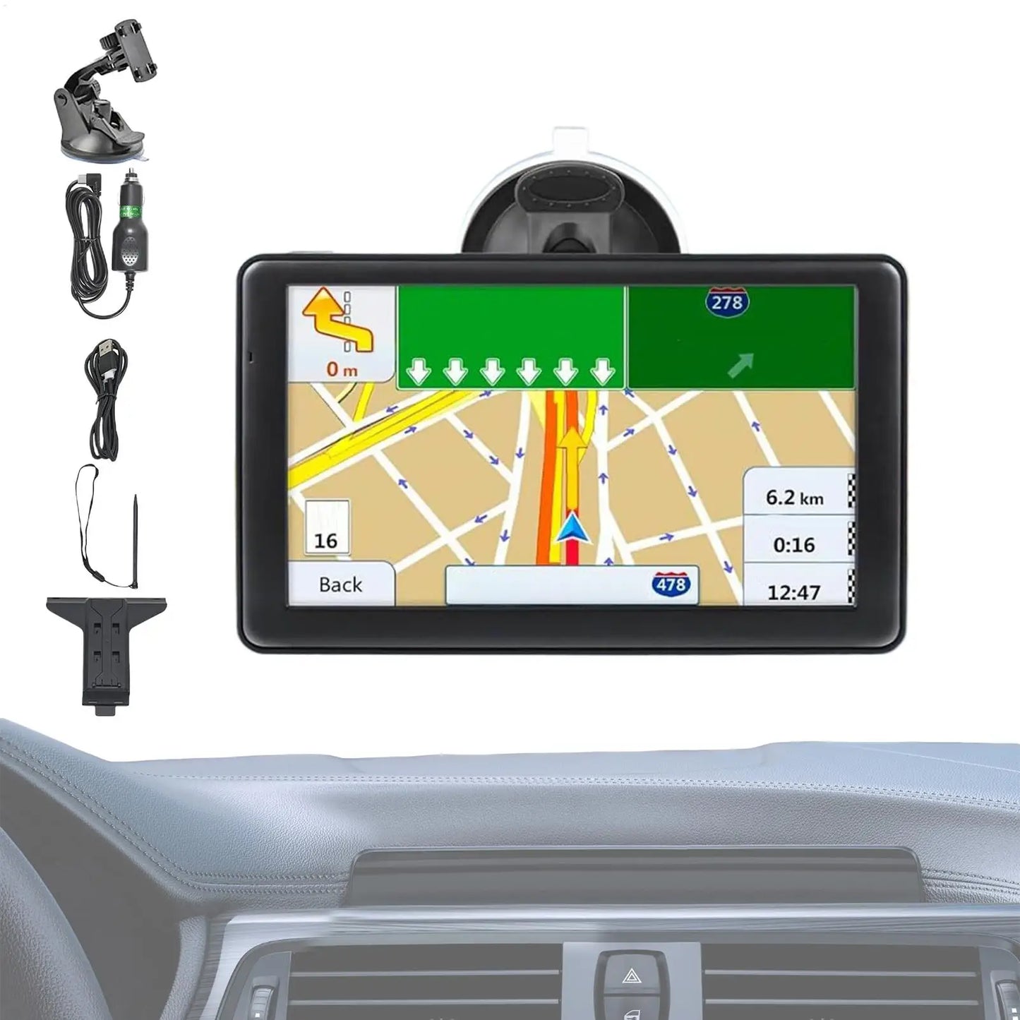 GPS Navigation For Car 7-Inch Vehicle GPS Units Equipment Touchscreen Smart Device High-Resolution Screen Maps For Vehicle